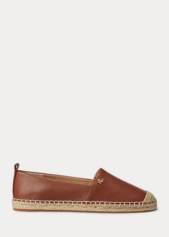 Braune Damenschuhe von Ralph Lauren Cameryn IV aus getrommeltem Leder