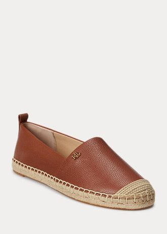 Braune Damenschuhe von Ralph Lauren Cameryn IV aus getrommeltem Leder