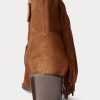 Braune Damenstiefel von Ralph Lauren Lucille mit Fransenbesatz aus Wildleder