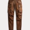 Braune, enge Cargohose aus Leder von Ralph Lauren für Damen Braune, enge Cargohose aus Leder von Ralph Lauren für Damen
