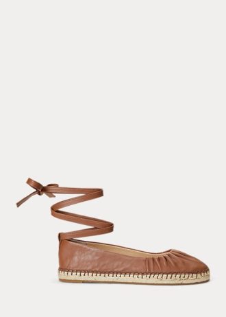 Braune flache Schnürschuhe Cecilia aus Nappaleder für Damen von Ralph Lauren