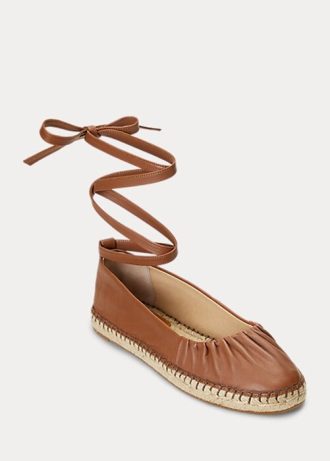 Braune flache Schnürschuhe Cecilia aus Nappaleder für Damen von Ralph Lauren