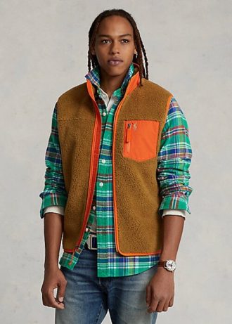 Braune Fleeceweste aus gebondetem Flor von Ralph Lauren für Herren