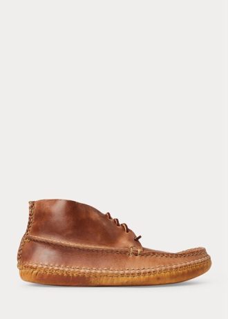 Braune Herren-Mokassinstiefel aus Leder im Chukka-Stil von Ralph Lauren