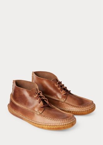 Braune Herren-Mokassinstiefel aus Leder im Chukka-Stil von Ralph Lauren