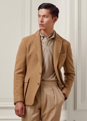 Braune Herren Ralph Lauren Hadley Sportblazer aus strukturiertem Wolltwill