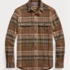 Braune Herrenhemden aus Wolltweed mit Wildleder-Patch von Ralph Lauren Braune Herrenhemden aus Wolltweed mit Wildleder-Patch von Ralph Lauren