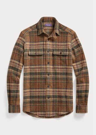 Braune Herrenhemden aus Wolltweed mit Wildleder-Patch von Ralph Lauren