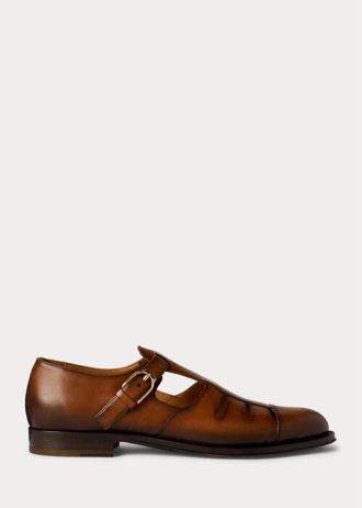 Braune Herrenschuhe im Fischerstil von Ralph Lauren aus brüniertem Kalbsleder