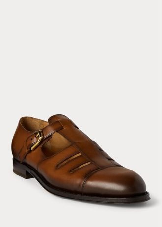 Braune Herrenschuhe im Fischerstil von Ralph Lauren aus brüniertem Kalbsleder