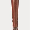 Braune hohe Kalbslederstiefel von Ralph Lauren für Damen Braune hohe Kalbslederstiefel von Ralph Lauren für Damen