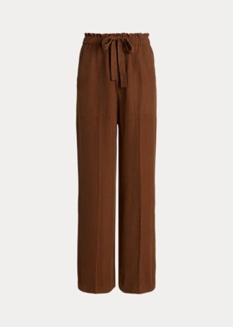 Braune Hose mit weitem Bein aus Seidenmischung von Ralph Lauren für Damen