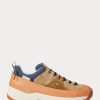 Braune / Indigoblaue Ralph Lauren Harmon Sneakers aus Leder und Denim für Herren Braune / Indigoblaue Ralph Lauren Harmon Sneakers aus Leder und Denim für Herren