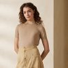 Braune Kurzarmpullover aus Kaschmirjersey von Ralph Lauren für Damen Braune Kurzarmpullover aus Kaschmirjersey von Ralph Lauren für Damen