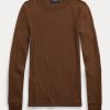 Braune Langarm-T-Shirts mit geripptem Wildlederbesatz von Ralph Lauren für Damen Braune Langarm-T-Shirts mit geripptem Wildlederbesatz von Ralph Lauren für Damen