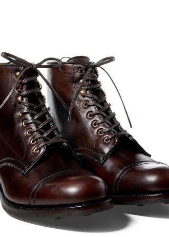 Braune Lederstiefel von Ralph Lauren für Herren