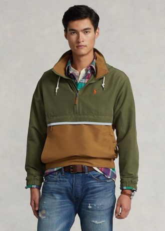 Braune, mehrfarbige, verstaubare, wasserabweisende Kapuzenjacken von Ralph Lauren für Herren