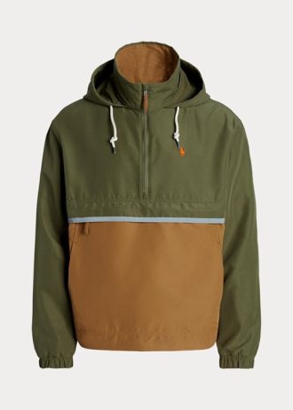 Braune, mehrfarbige, verstaubare, wasserabweisende Kapuzenjacken von Ralph Lauren für Herren