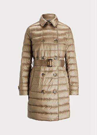 Braune, metallisch gesteppte Daunenmäntel von Ralph Lauren für Damen