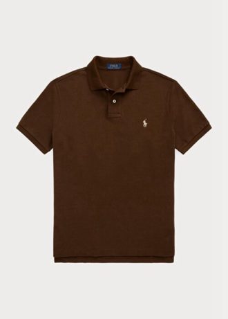 Braune Poloshirts aus Mesh für Herren von Ralph Lauren Custom Slim Fit