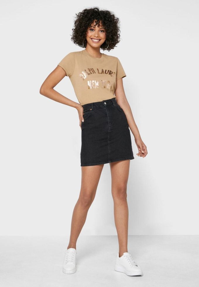 Braune Poloshirts mit Rundhalsausschnitt und Logo für Damen von Ralph Lauren Braune Poloshirts mit Rundhalsausschnitt und Logo für Damen von Ralph Lauren