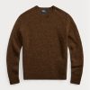 Braune Pullover mit Rundhalsausschnitt aus Wolle mit Wildleder-Patch für Herren von Ralph Lauren Braune Pullover mit Rundhalsausschnitt aus Wolle mit Wildleder-Patch für Herren von Ralph Lauren