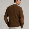 Braune Pullover mit Rundhalsausschnitt aus Wolle mit Wildleder-Patch für Herren von Ralph Lauren Braune Pullover mit Rundhalsausschnitt aus Wolle mit Wildleder-Patch für Herren von Ralph Lauren