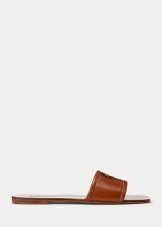 Braune Ralph Lauren Andela Sandalen aus brüniertem Kalbsleder für Damen