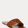 Braune Ralph Lauren Andela Sandalen aus brüniertem Kalbsleder für Damen Braune Ralph Lauren Andela Sandalen aus brüniertem Kalbsleder für Damen
