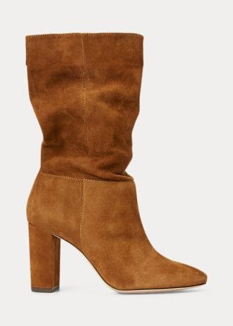 Braune Ralph Lauren Artizan Wildlederstiefel für Damen