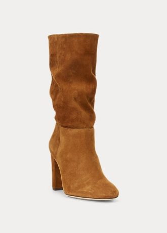Braune Ralph Lauren Artizan Wildlederstiefel für Damen