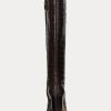 Braune Ralph Lauren Ashlynn-Stiefel aus geprägtem Leder für Damen Braune Ralph Lauren Ashlynn-Stiefel aus geprägtem Leder für Damen