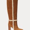 Braune Ralph Lauren Aubri Wildlederstiefel für Damen