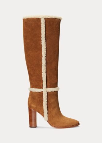 Braune Ralph Lauren Aubri Wildlederstiefel für Damen
