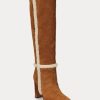 Braune Ralph Lauren Aubri Wildlederstiefel für Damen