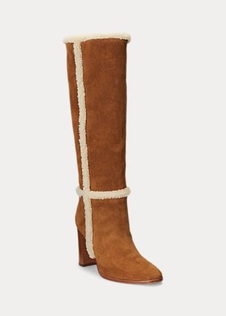 Braune Ralph Lauren Aubri Wildlederstiefel für Damen