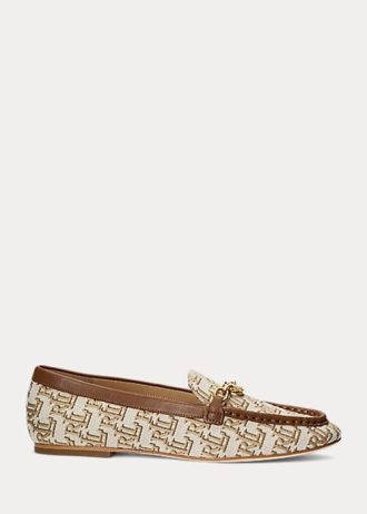 Braune Ralph Lauren Averi II Monogram Jacquard-Loafer für Damen