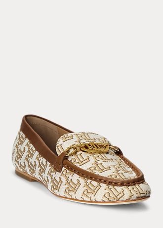 Braune Ralph Lauren Averi II Monogram Jacquard-Loafer für Damen