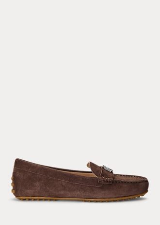 Braune Ralph Lauren Barnsbury Wildleder-Loafer für Damen