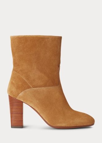 Braune Ralph Lauren Brindley Wildlederstiefel für Damen