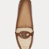 Braune Ralph Lauren Brynn Flache Driver-Schuhe aus Nappaleder für Damen