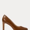 Braune Ralph Lauren Camila Heels aus brüniertem Leder für Damen Braune Ralph Lauren Camila Heels aus brüniertem Leder für Damen