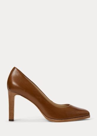 Braune Ralph Lauren Camila Heels aus brüniertem Leder für Damen