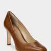 Braune Ralph Lauren Camila Heels aus brüniertem Leder für Damen Braune Ralph Lauren Camila Heels aus brüniertem Leder für Damen