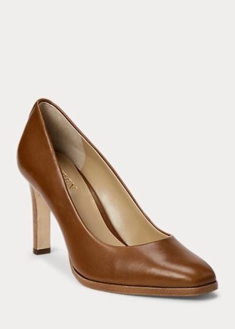 Braune Ralph Lauren Camila Heels aus brüniertem Leder für Damen