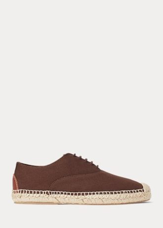 Braune Ralph Lauren Canvas-Espadrilles zum Schnüren für Damen