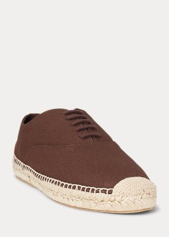 Braune Ralph Lauren Canvas-Espadrilles zum Schnüren für Damen