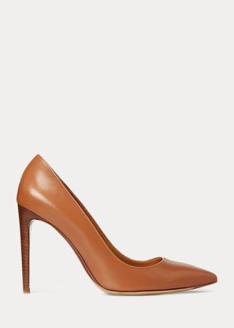 Braune Ralph Lauren Celia Pumps aus Kalbsleder für Damen