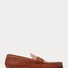 Braune Ralph Lauren Chalmers Pennyloafer aus Kalbsleder und Canvas für Herren Braune Ralph Lauren Chalmers Pennyloafer aus Kalbsleder und Canvas für Herren