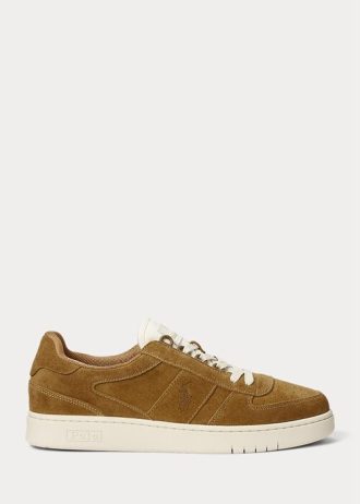 Braune Ralph Lauren Court Wildleder-Sneakers für Herren